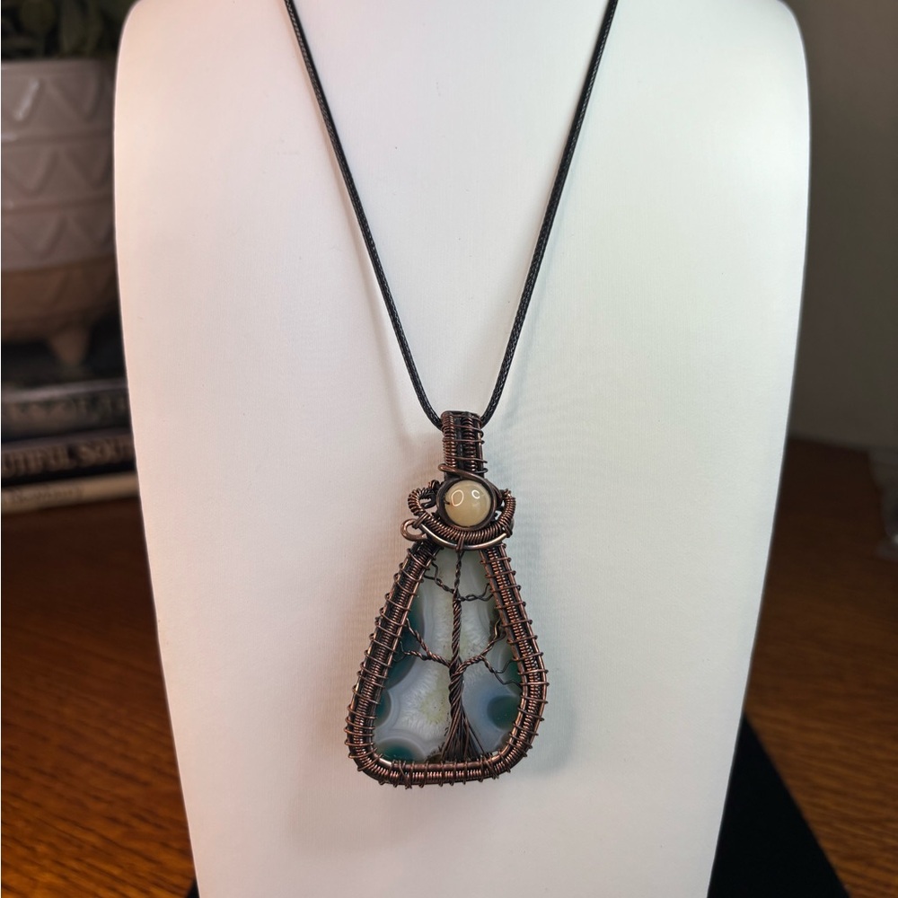 Handcrafted Copper Wire Wrapped Pendant Necklace